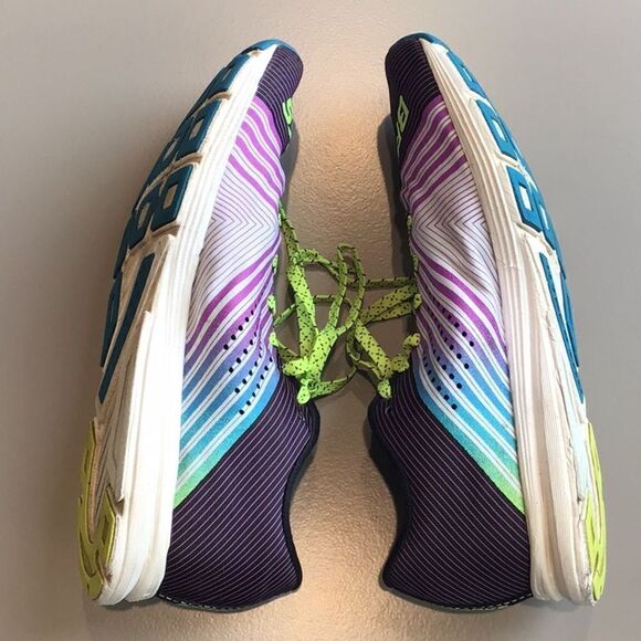 Brooks Hyperion Purple Teal Neon Stripe Lace Up Lightweight Running Shoes - Picture 9 of 16